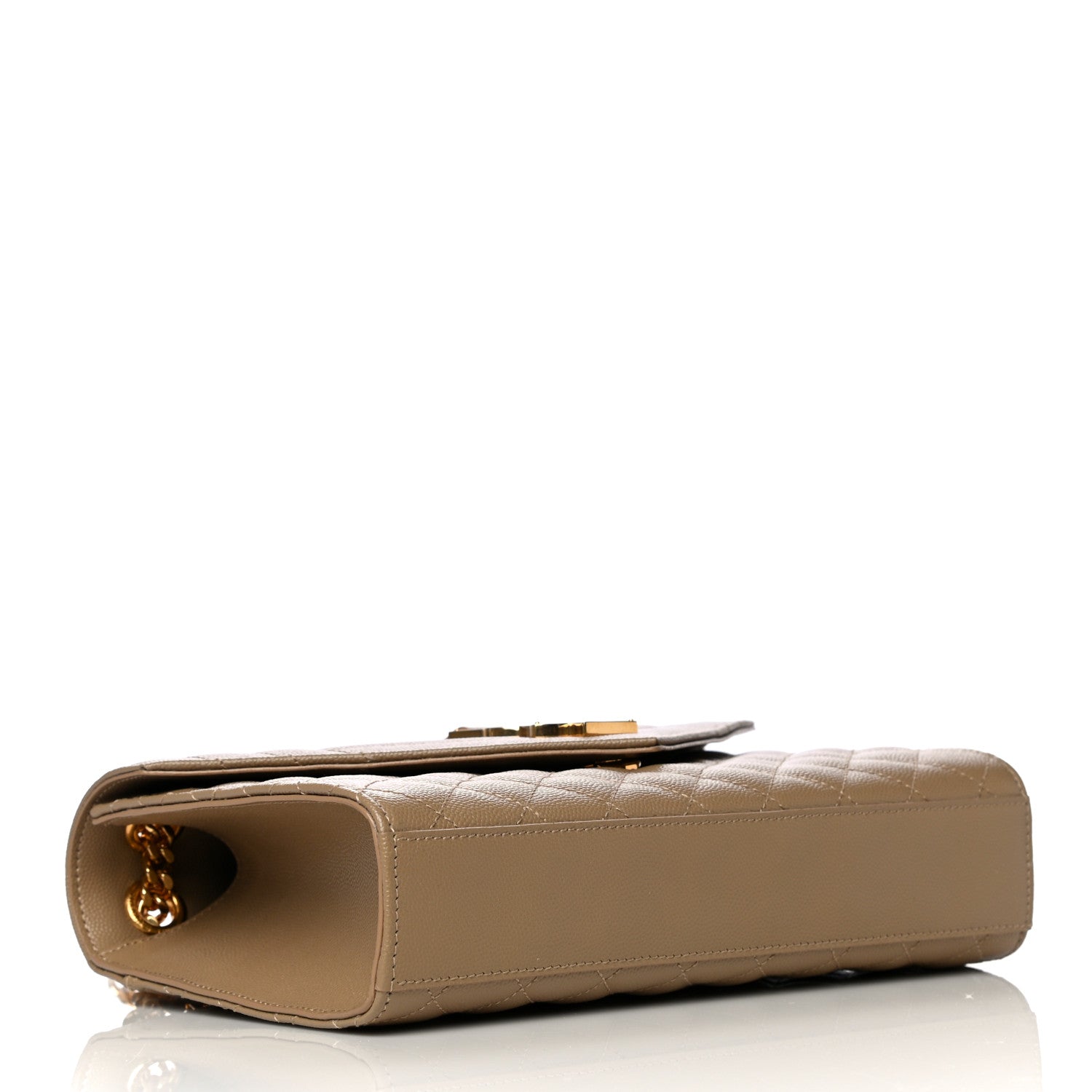 Saint Laurent Grain De Poudre Textured Mixed Matelasse Medium Triquilt Monogram Satchel Dark Latte 3 of 9