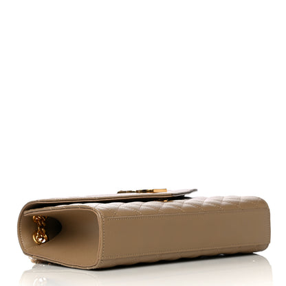 Saint Laurent Grain De Poudre Textured Mixed Matelasse Medium Triquilt Monogram Satchel Dark Latte 3 of 9