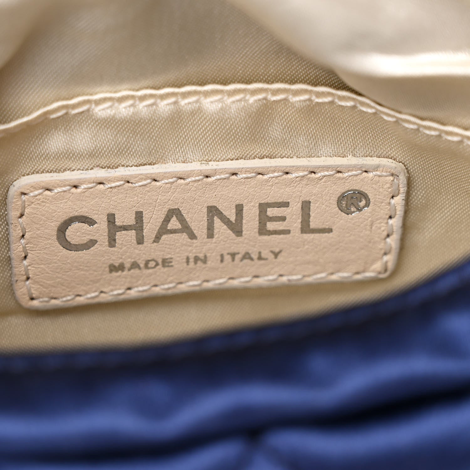 Chanel Satin Quilted Half Moon Clutch Blue 6 of 10