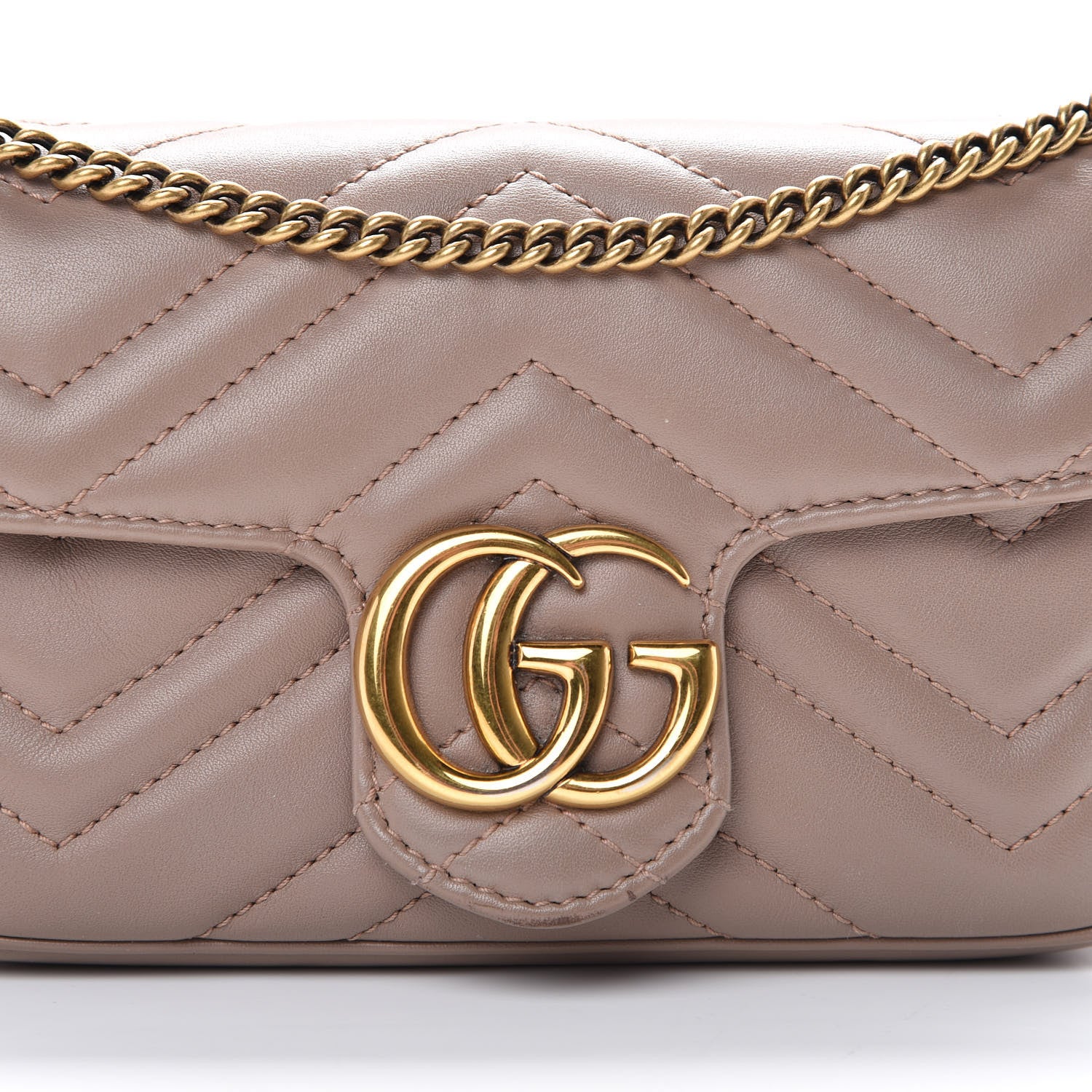 Gucci Calfskin Matelasse Super Mini GG Marmont Shoulder Bag Porcelain Rose 7 of 15