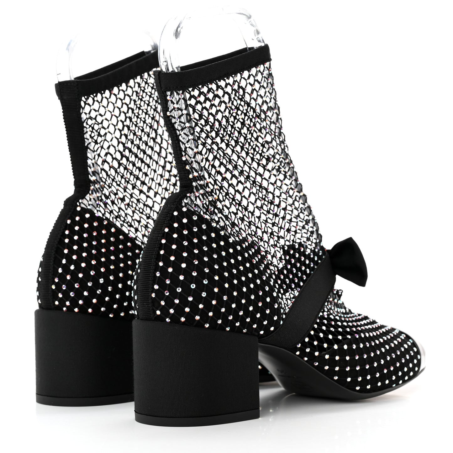 Resille Strass Kid Suede Patent Mary Jane Short Boots 39 Black
