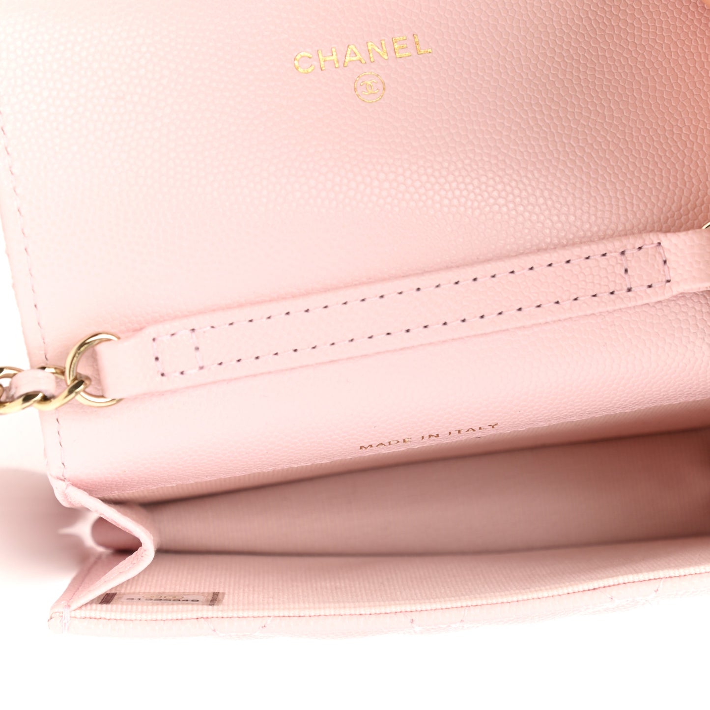 Caviar Quilted Mini Chain Bag Pink