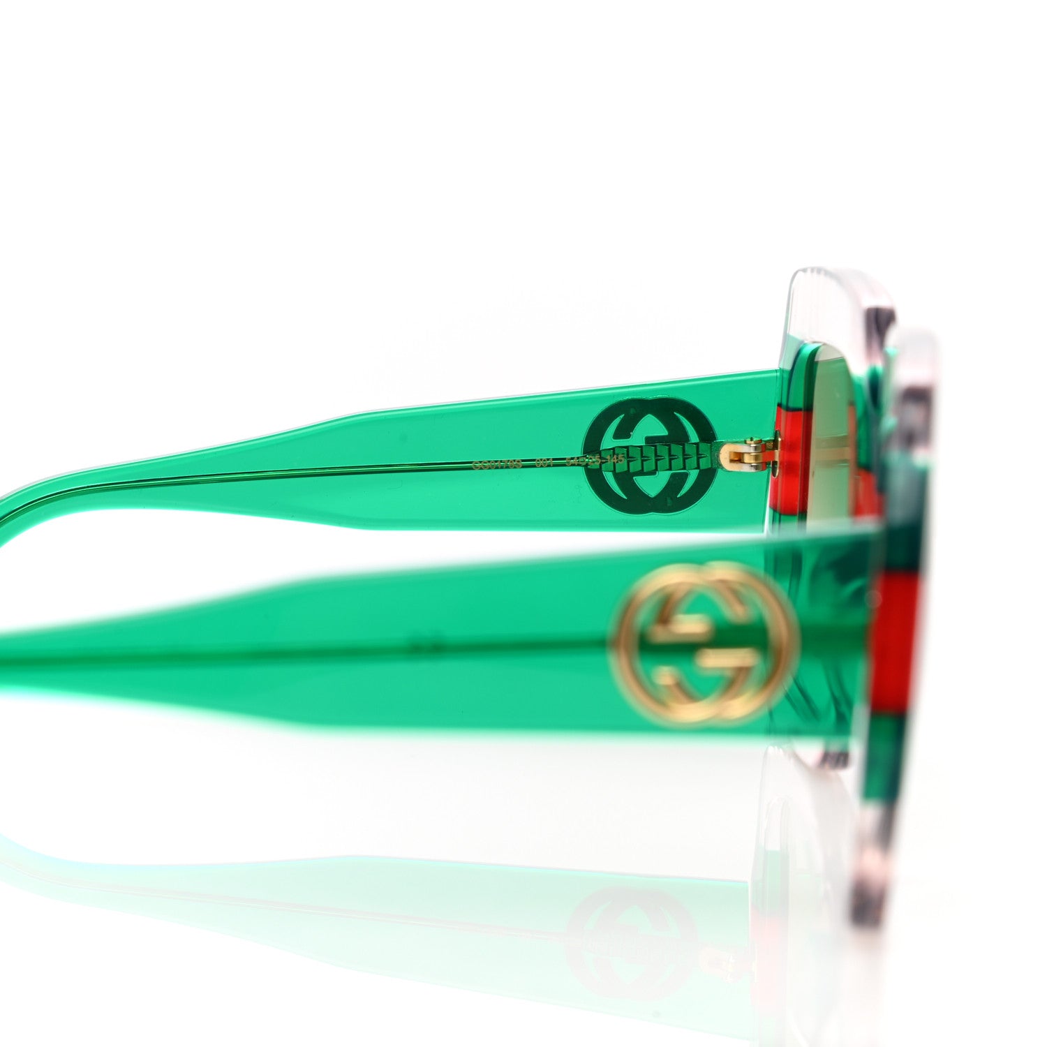 Gucci Square Web Frame GG0178S Sunglasses Green Red 6 of 8