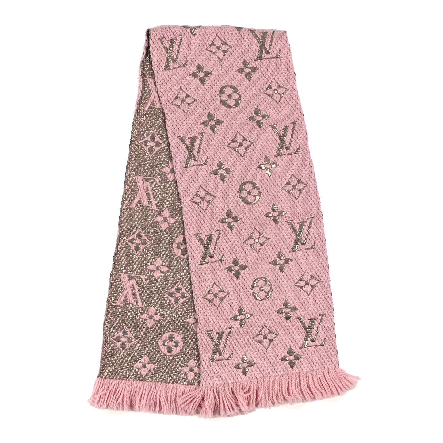 Wool Silk Logomania Shine Scarf Pink