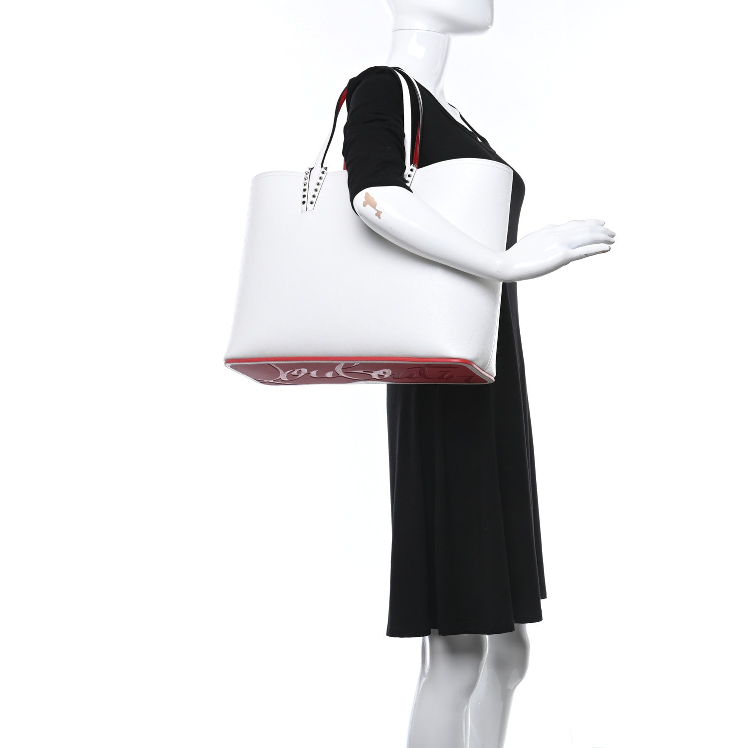 Christian Louboutin Calfskin Spikes East West Cabata Tote White 2 of 11