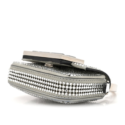 Fendi Nubuck Crystal Catalan Mirror Nano Maxi Buckle Baguette Charm Pietra Argento 9 of 11
