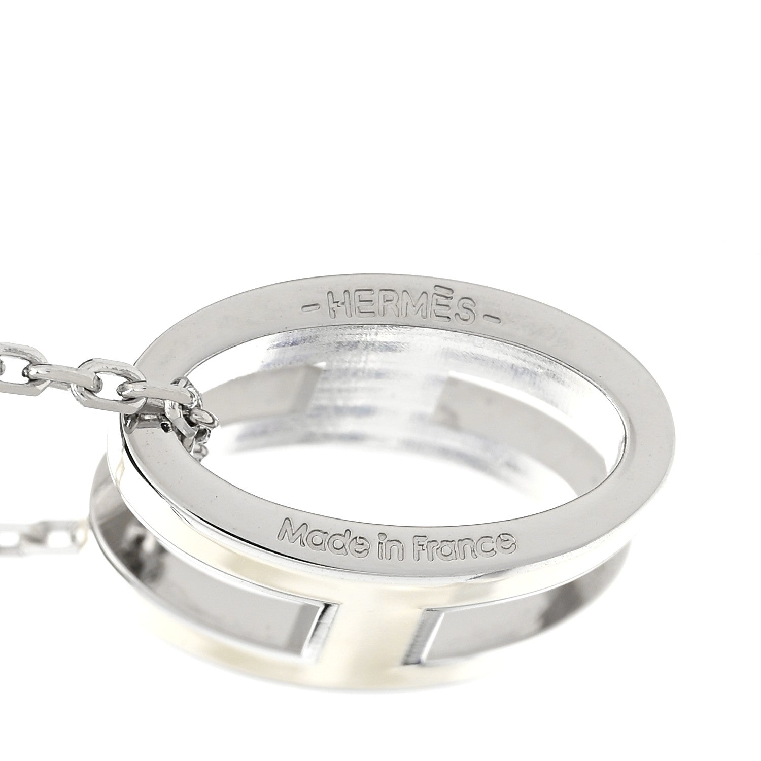 Hermes Lacquered Palladium Pop H Pendant Necklace White 5 of 7