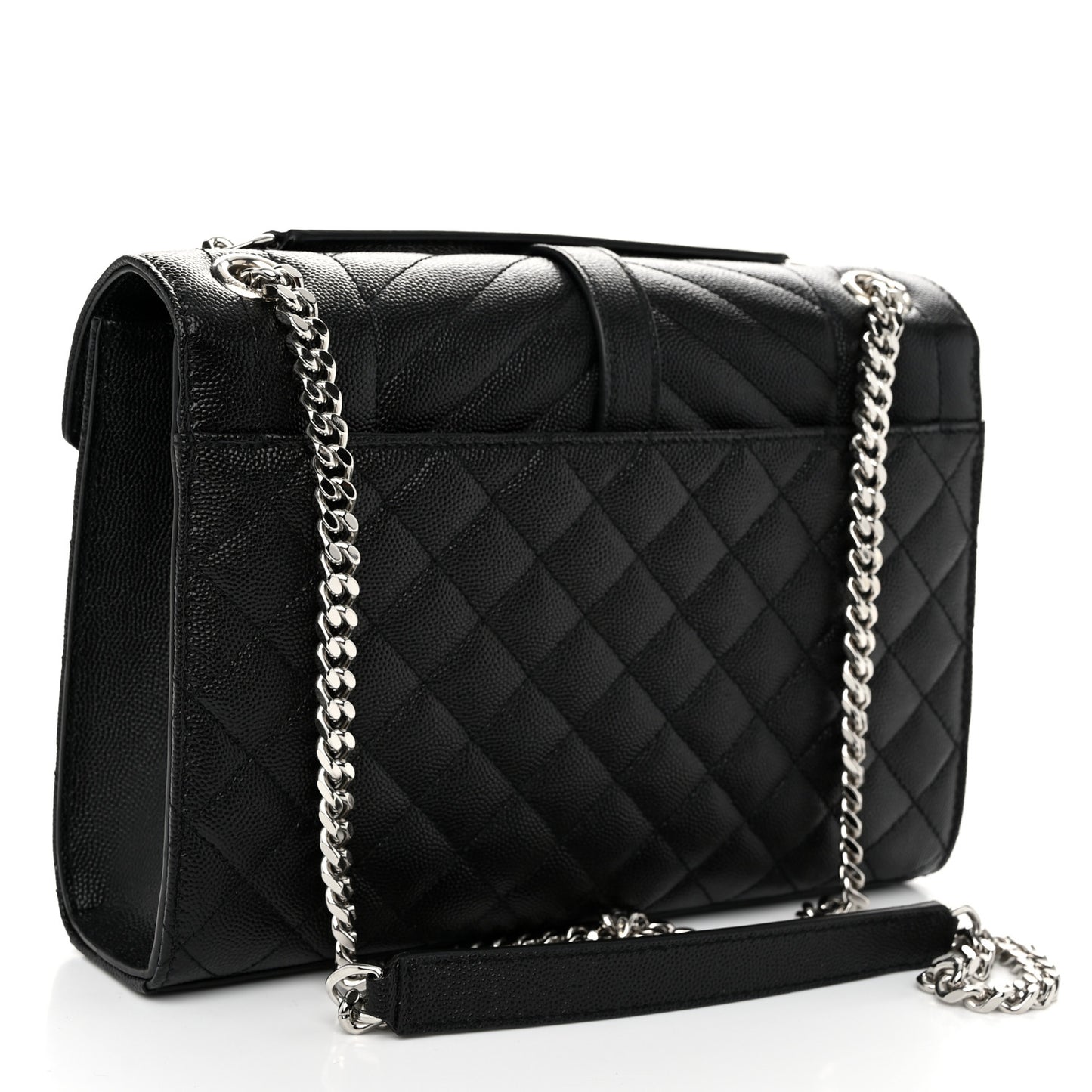 Grain De Poudre Textured Mixed Matelasse Triquilt Medium Monogram Satchel Black