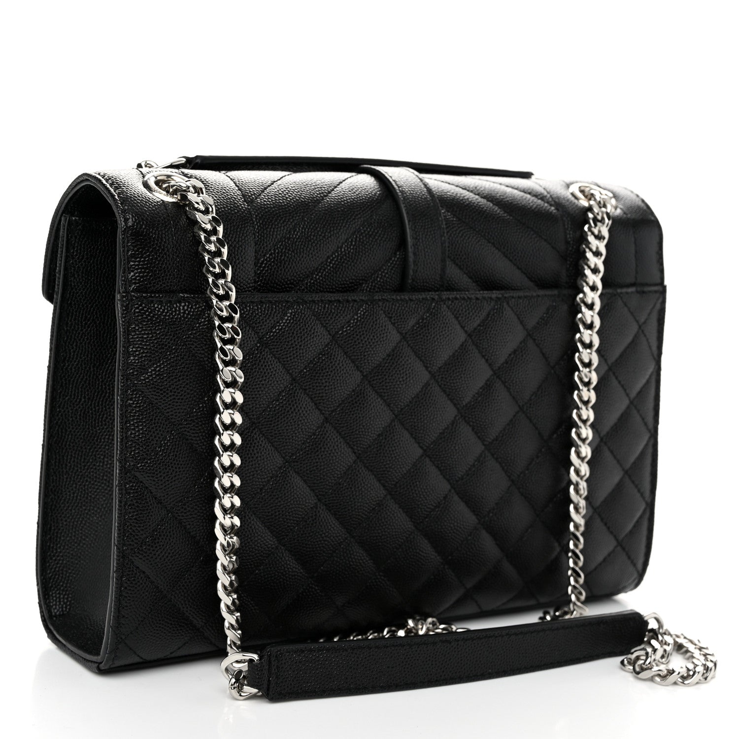 Saint Laurent Grain De Poudre Textured Mixed Matelasse Triquilt Medium Monogram Satchel Black 3 of 9