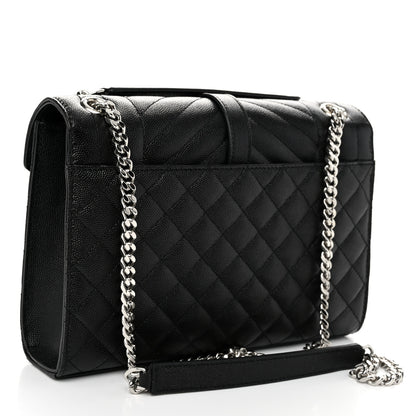 Saint Laurent Grain De Poudre Textured Mixed Matelasse Triquilt Medium Monogram Satchel Black 3 of 9