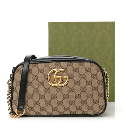 Gucci Monogram Matelasse Diagonal Small GG Marmont Chain Shoulder Bag Beige Black 13 of 13