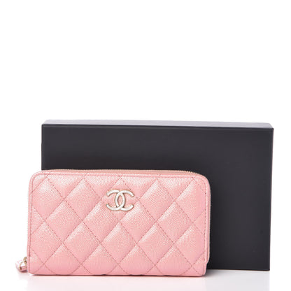 Chanel Iridescent Caviar Quilted Medium Zip Around Wallet Pink 9 of 9