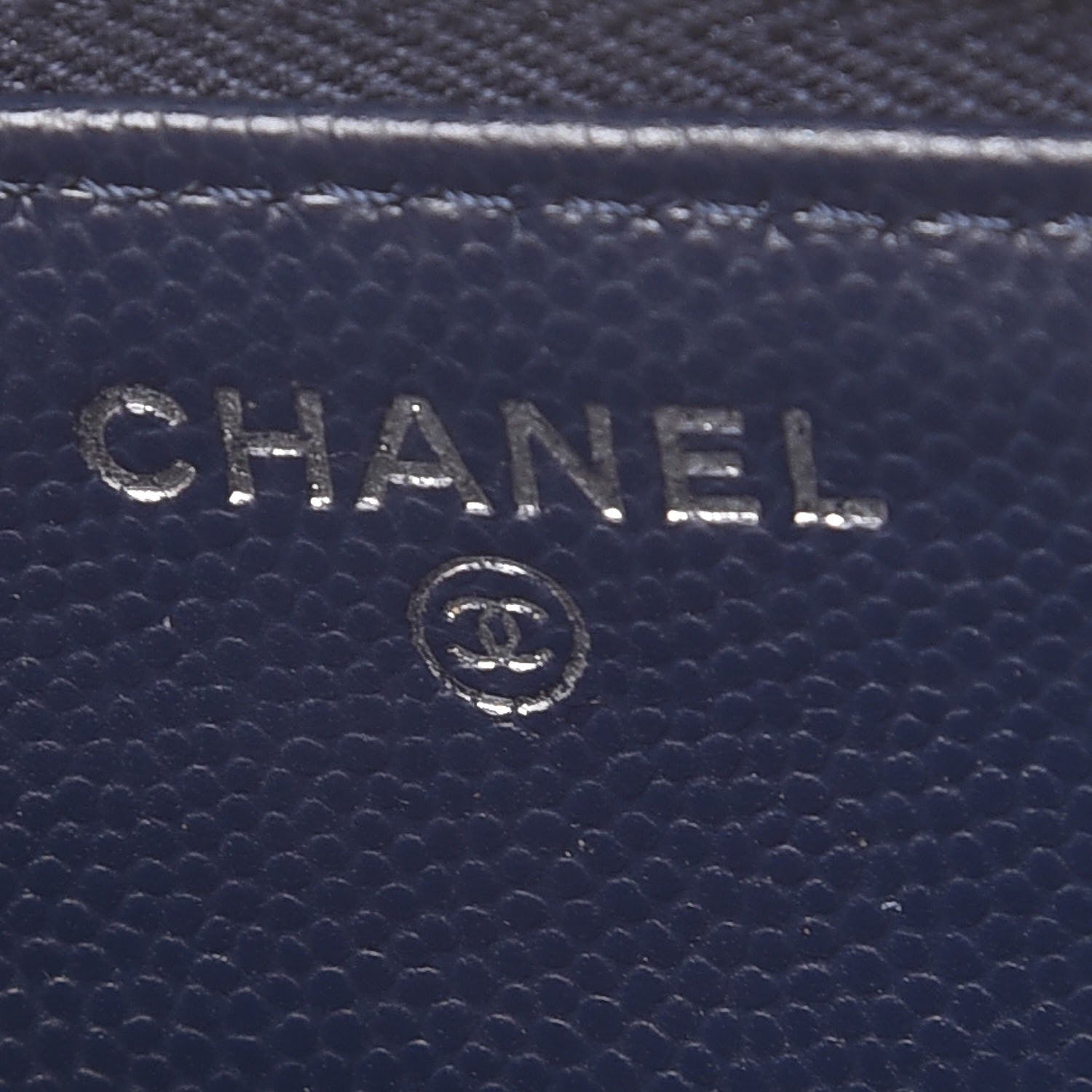 Chanel Caviar Chevron Quilted Large Zipped Clutch Navy 6 of 9