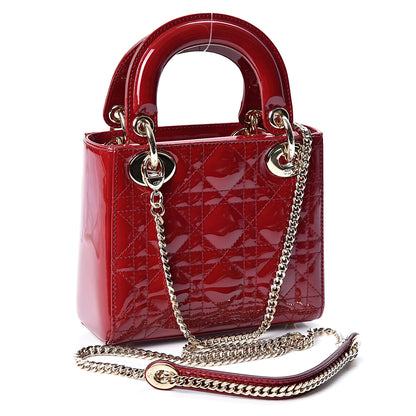 Christian Dior Patent Cannage Mini Lady Dior Red 2 of 8