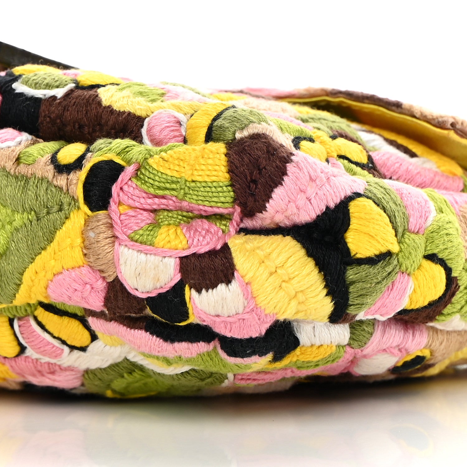 Fendi Lizard Embroidered Flower Baguette Pink Multicolor 11 of 13