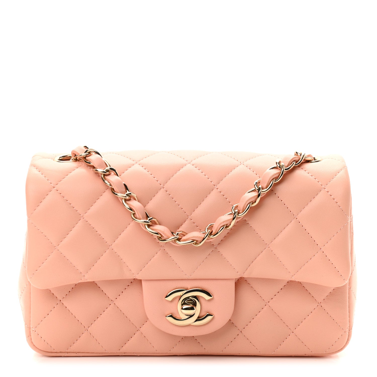 Chanel Lambskin Quilted Mini Rectangular Flap Light Orange 1 of 11