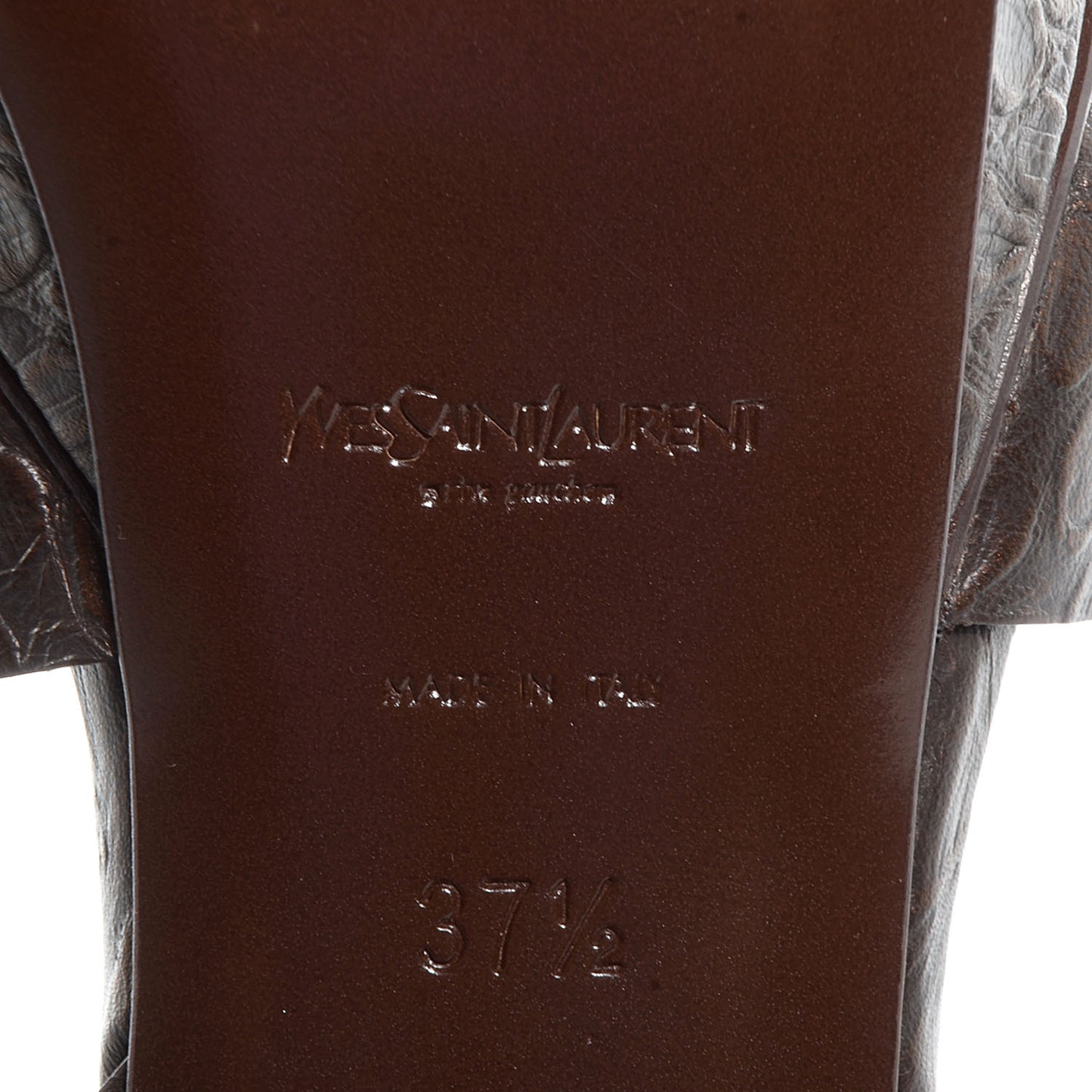 Crocodile Embossed Leather Tribute 75 Platform Sandals 37.5 Brown