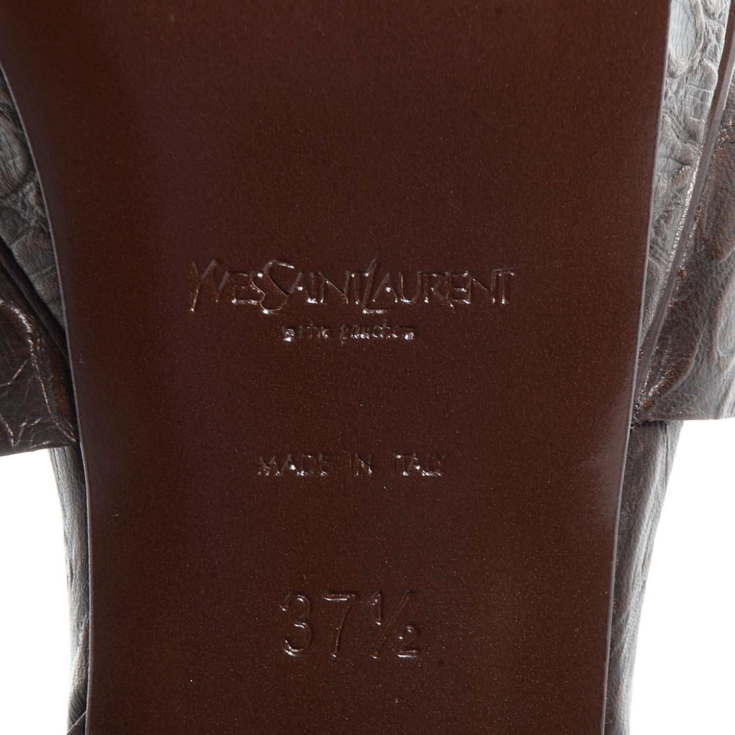 Saint Laurent Crocodile Embossed Leather Tribute 75 Platform Sandals 37.5 Brown 5 of 5