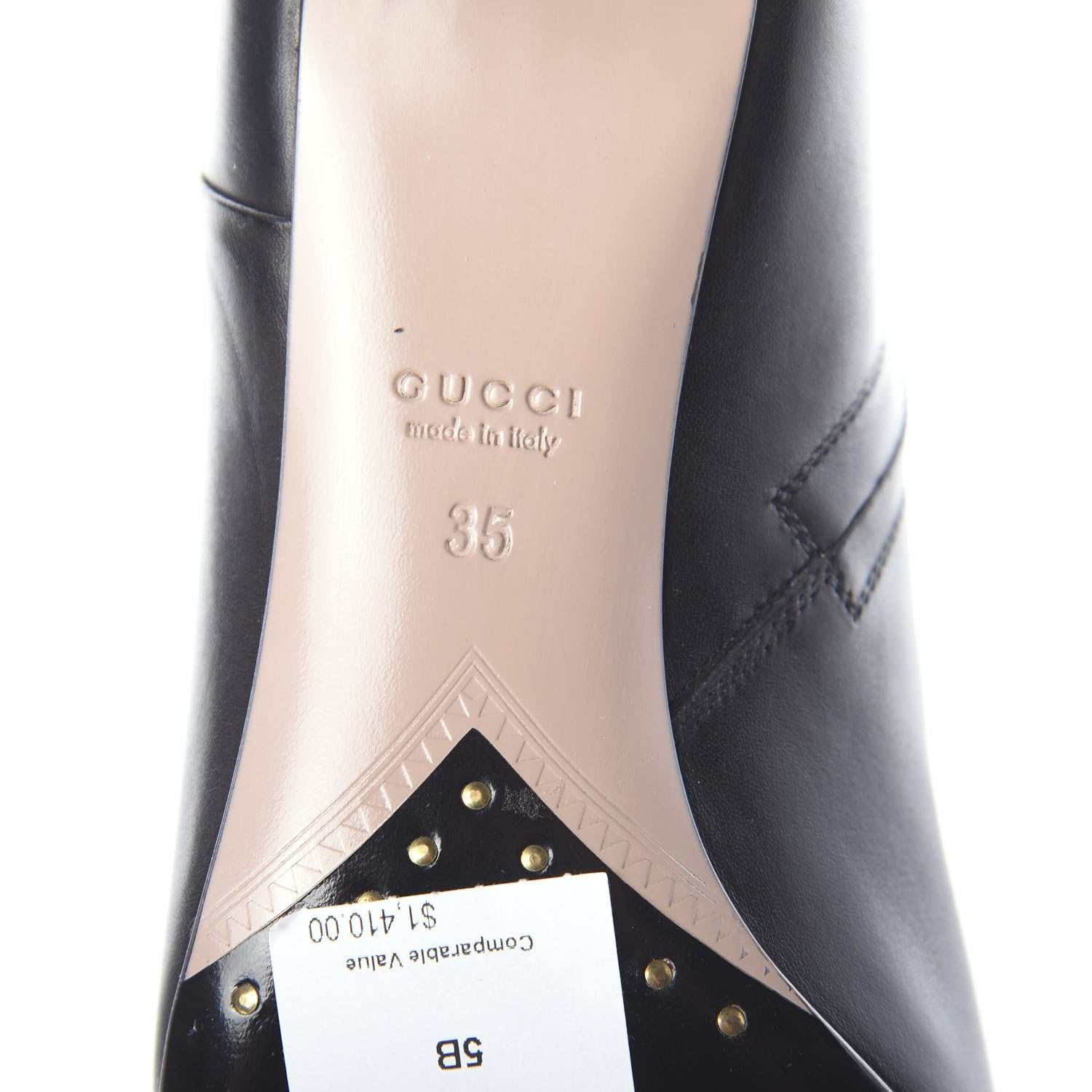Gucci Calfskin Diamond Heel Ankle Boots 35 Black 6 of 7