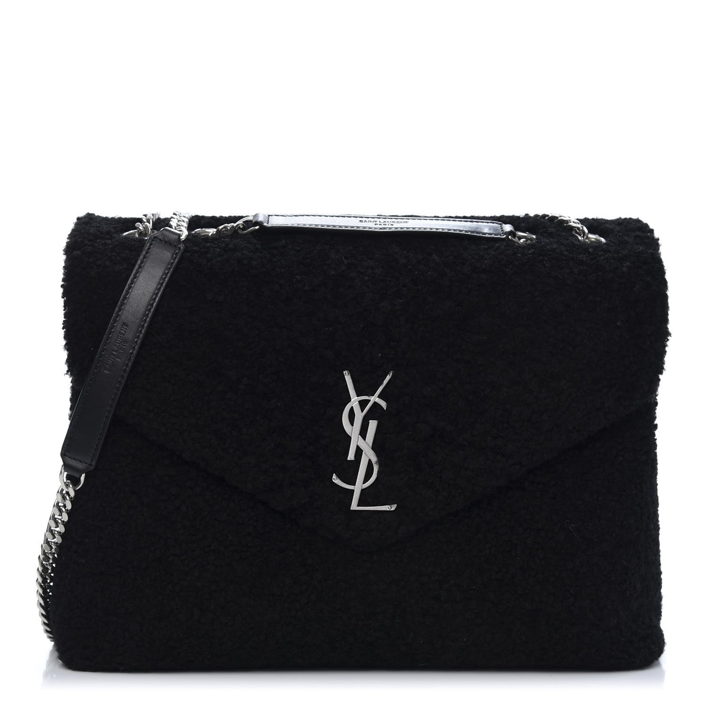 Shearling Medium Loulou Shoulder Bag Black