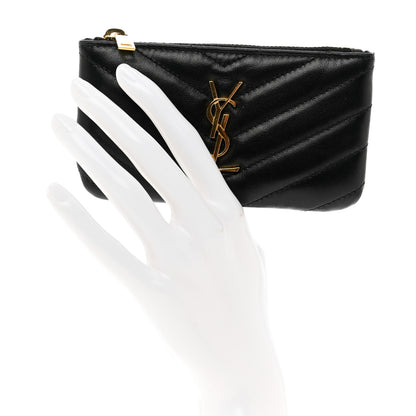 Saint Laurent Calfskin Matelasse Monogram Key Pouch Black 2 of 7