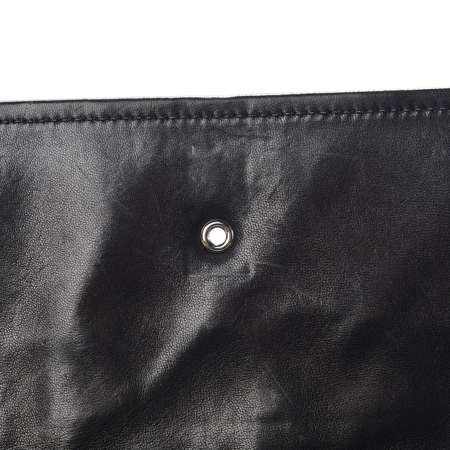 Lambskin Quilted Flap Black White