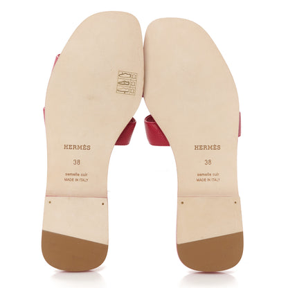 Hermes Epsom Oran Sandals 38 Rose Magenta 6 of 9
