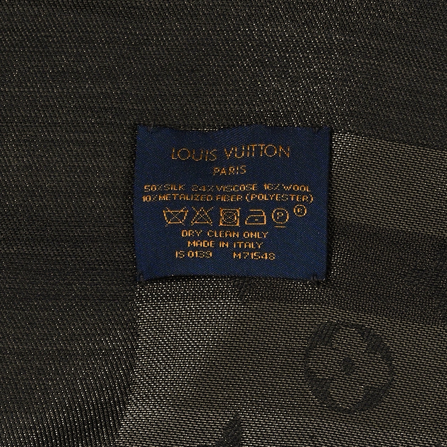 Louis Vuitton Silk Wool Monogram Shine Shawl Black 4 of 4