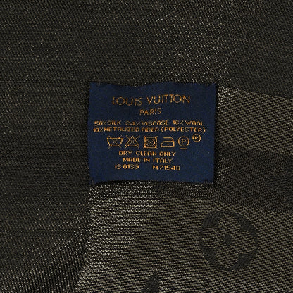 Louis Vuitton Silk Wool Monogram Shine Shawl Black 4 of 4