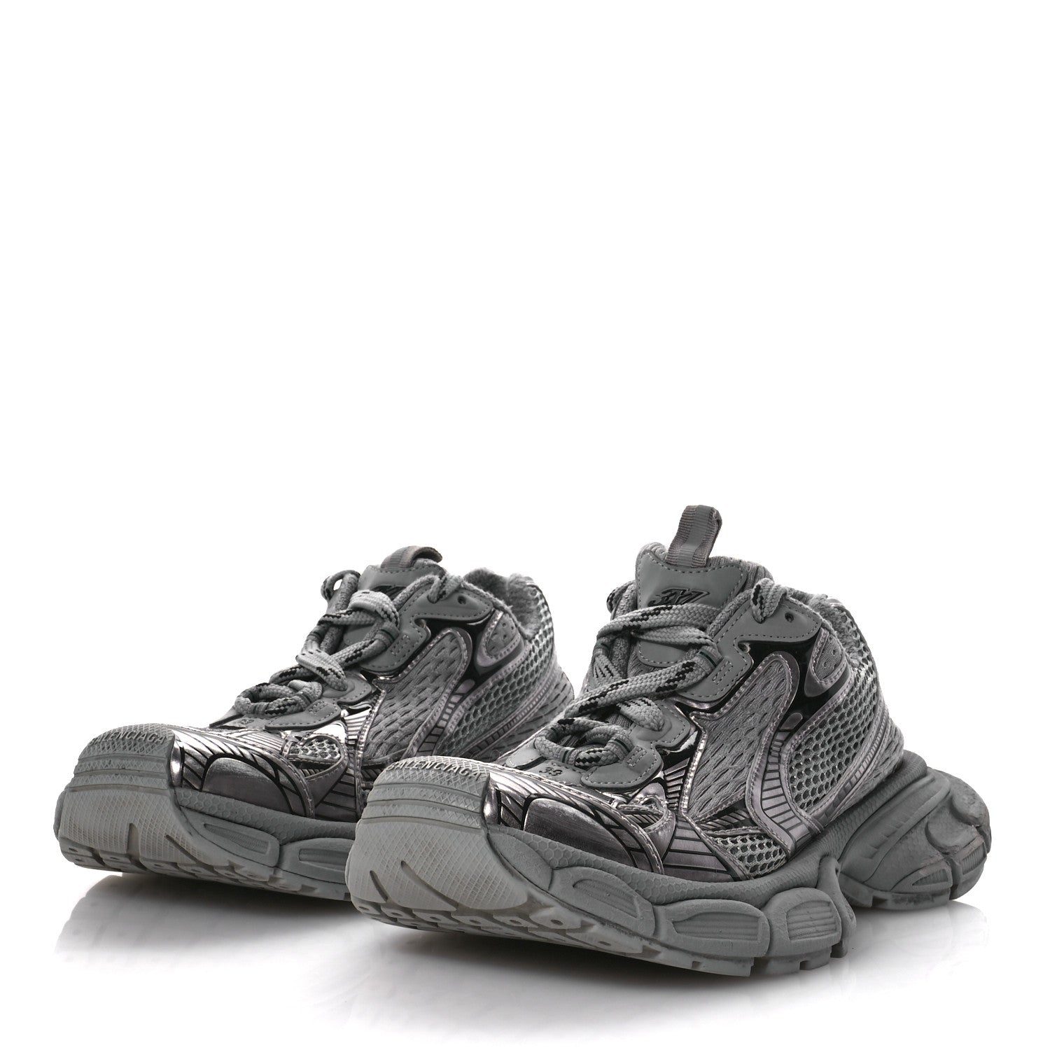 Balenciaga Distressed Mesh Rubber Womens 3XL Sneakers 39 Grey Black 4 of 7