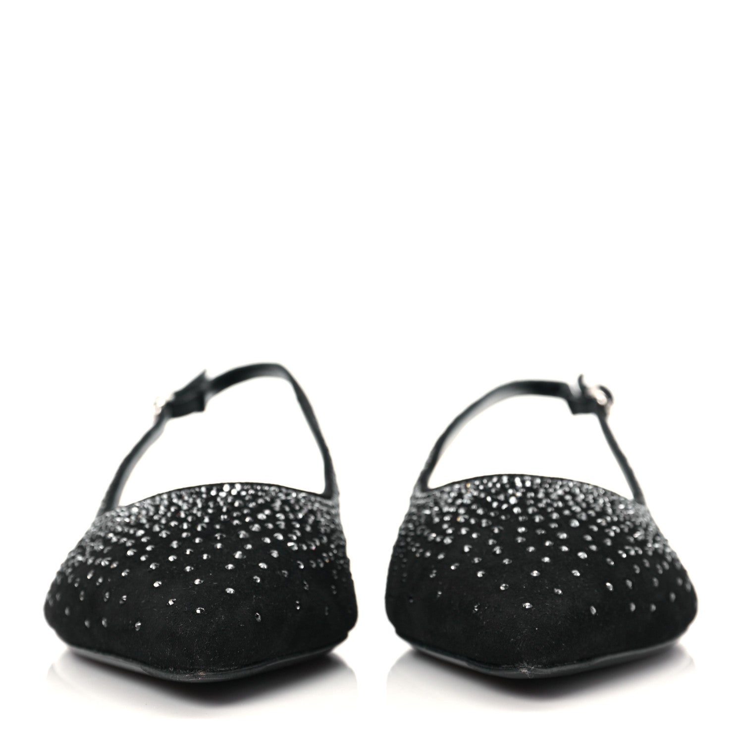 Hermes Suede Goatskin Rhinestone Brillante Ballet Flats 36.5 Black 2 of 8