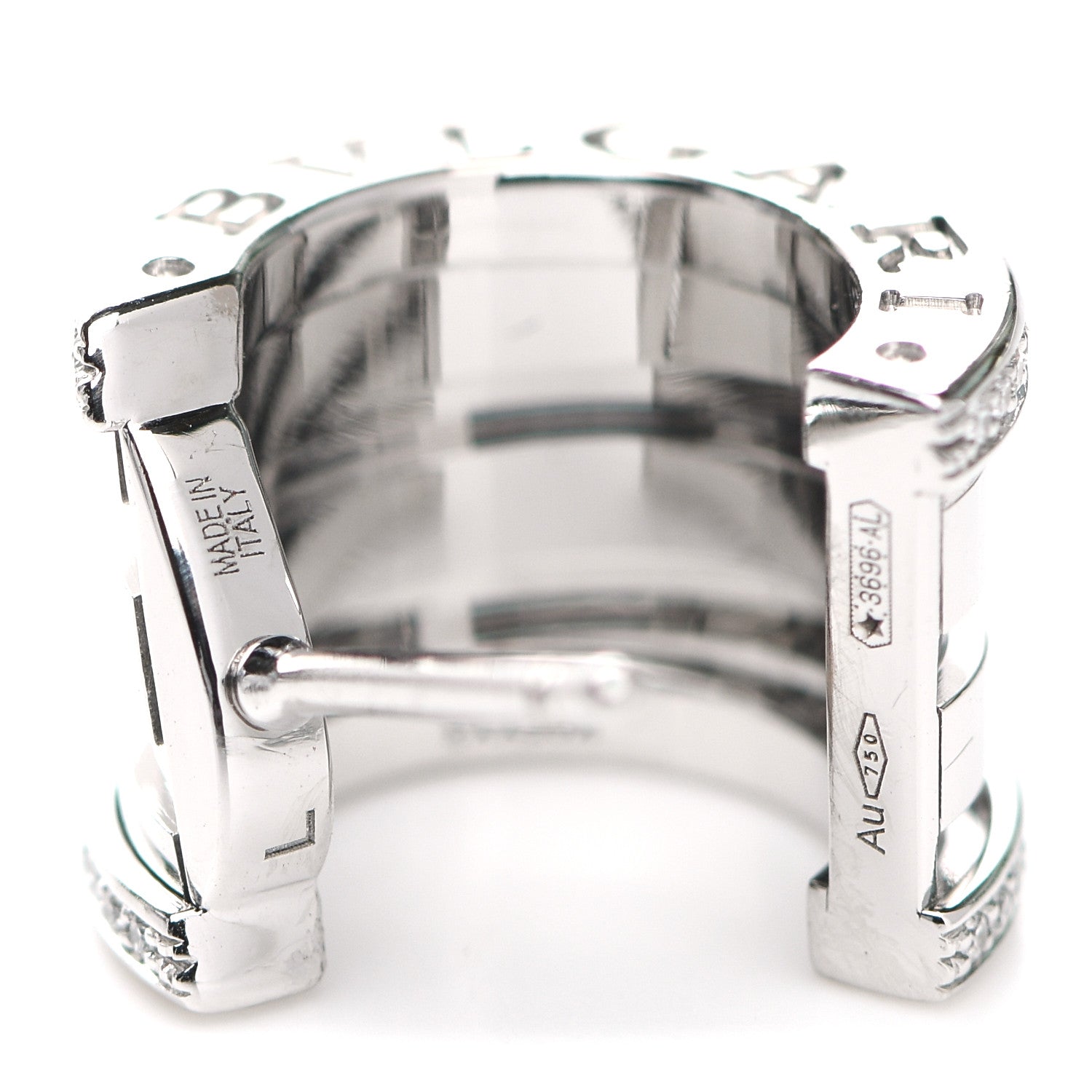 Bulgari 18K White Gold Diamond B.Zero1 Hoop Earrings 5 of 6