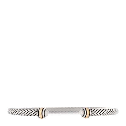 David Yurman Sterling Silver 18K Yellow Gold 4mm Cable Bracelet 1 of 4