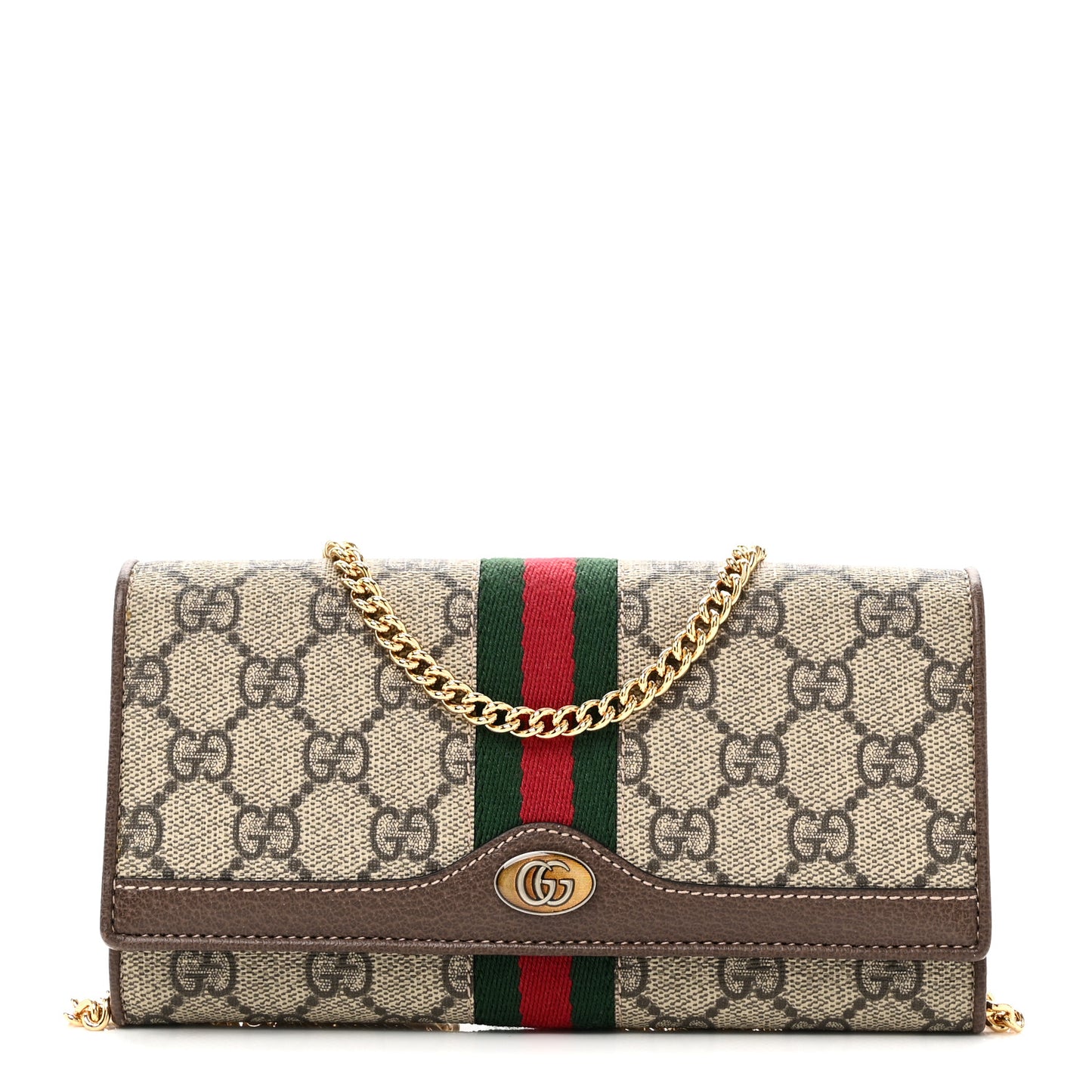 GG Supreme Monogram Web Ophidia Wallet On Chain Brown