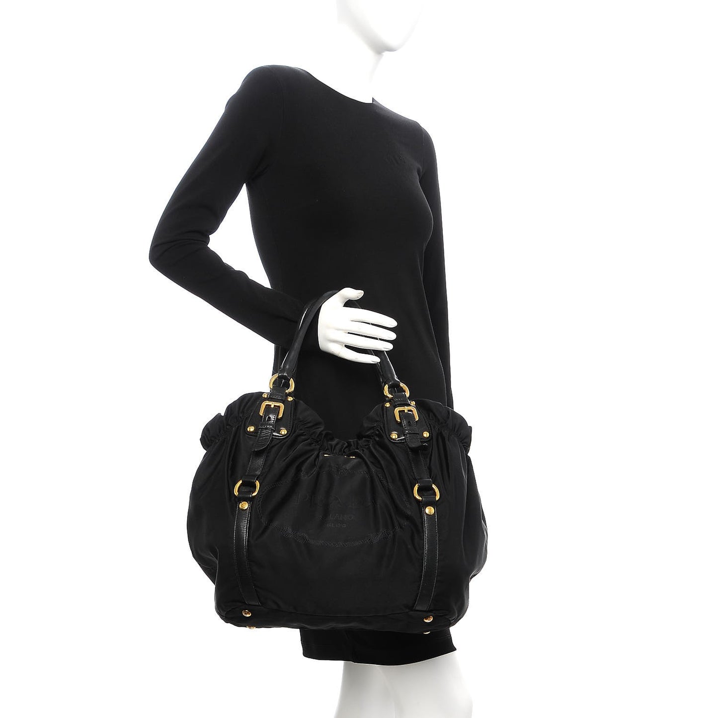Tessuto Nylon Jacquard Logo Tote Nero Black