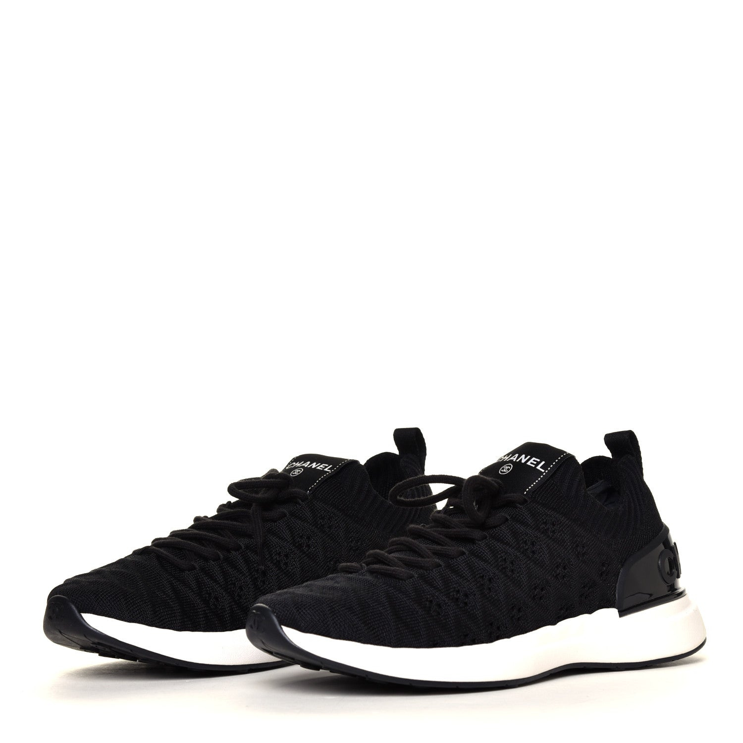 Chanel Fabric Logo Sneakers 36.5 Black 6 of 12