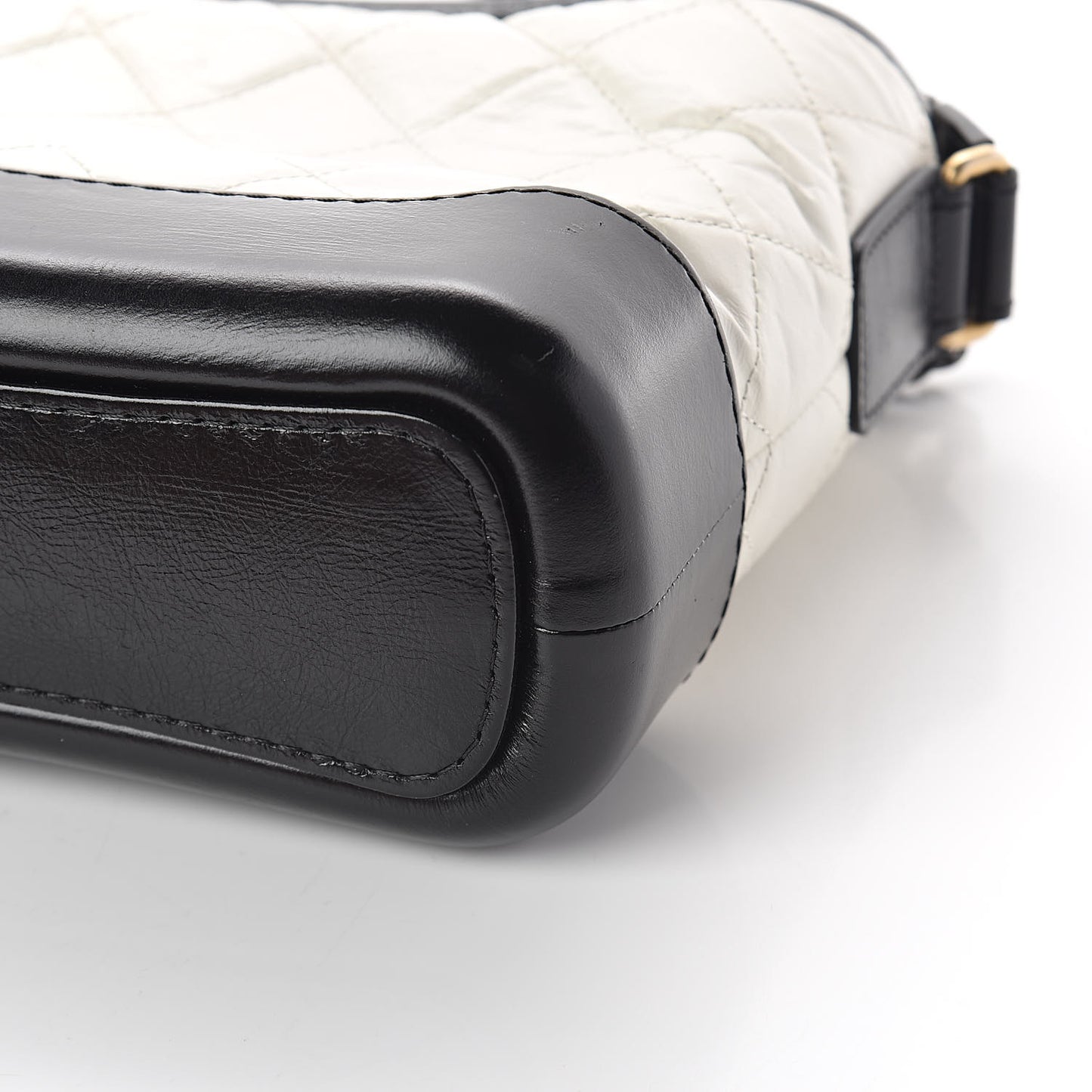 Aged Calfskin Quilted Small Gabrielle Hobo Black White