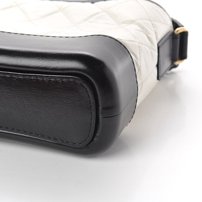 Chanel Aged Calfskin Quilted Small Gabrielle Hobo Black White 9 of 10