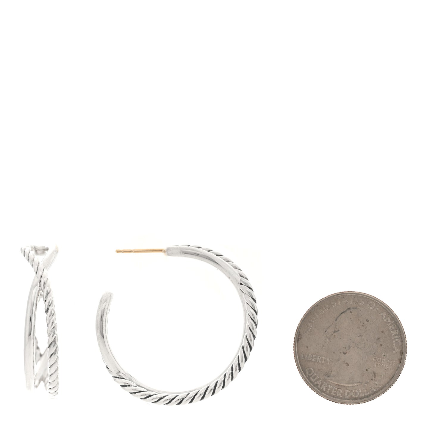 Sterling Silver Crossover Cable Hoop Earrings