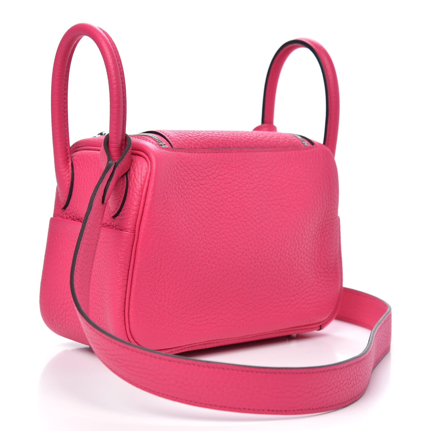 Hermes Taurillon Clemence Mini Lindy 20 Rose Shocking 3 of 9