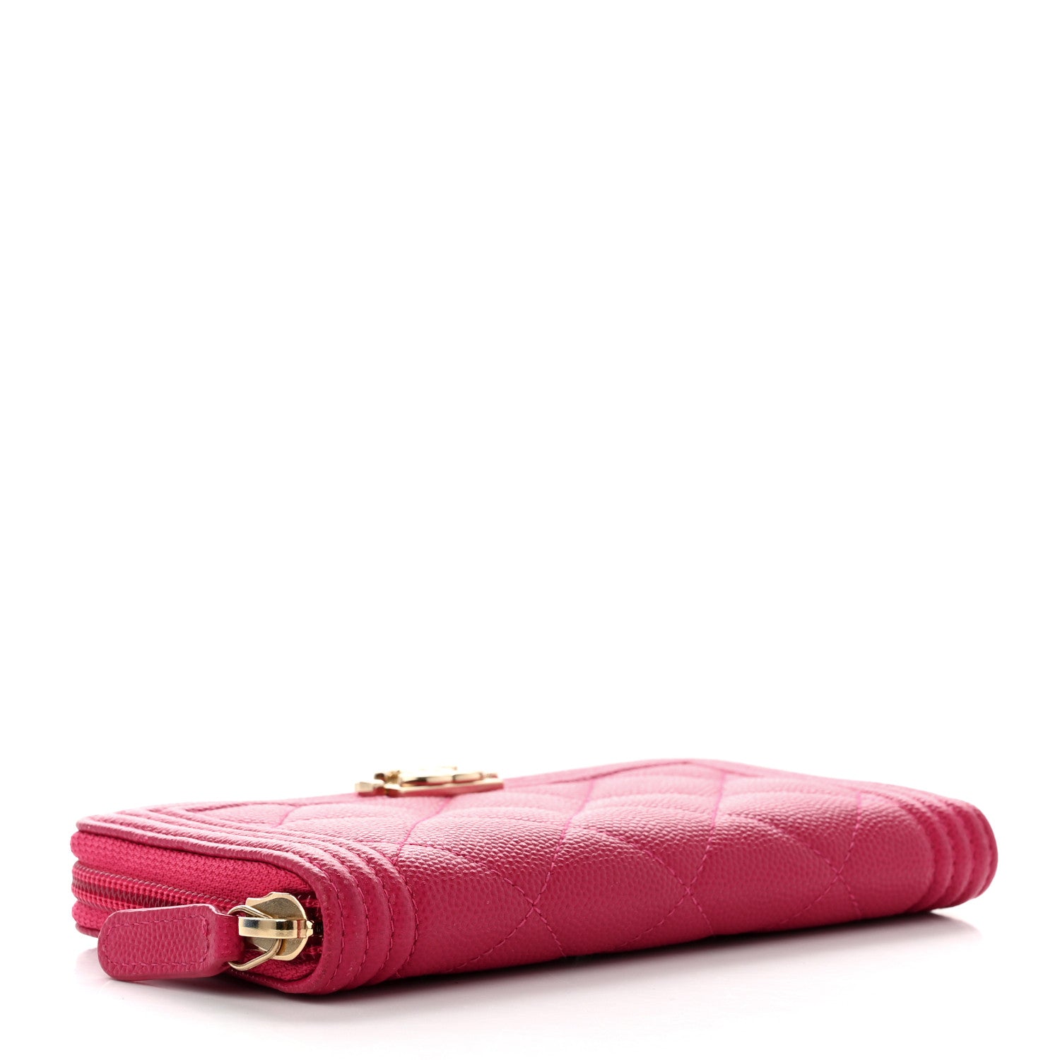 Chanel Caviar Quilted Small Boy Zip Around Wallet Fuchsia 4 of 9
