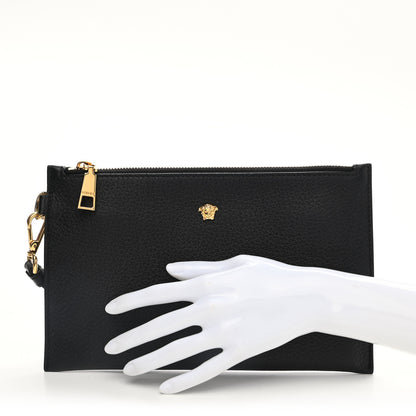 Versace Grained Calfskin Medusa Wrist Pouch Black 2 of 9