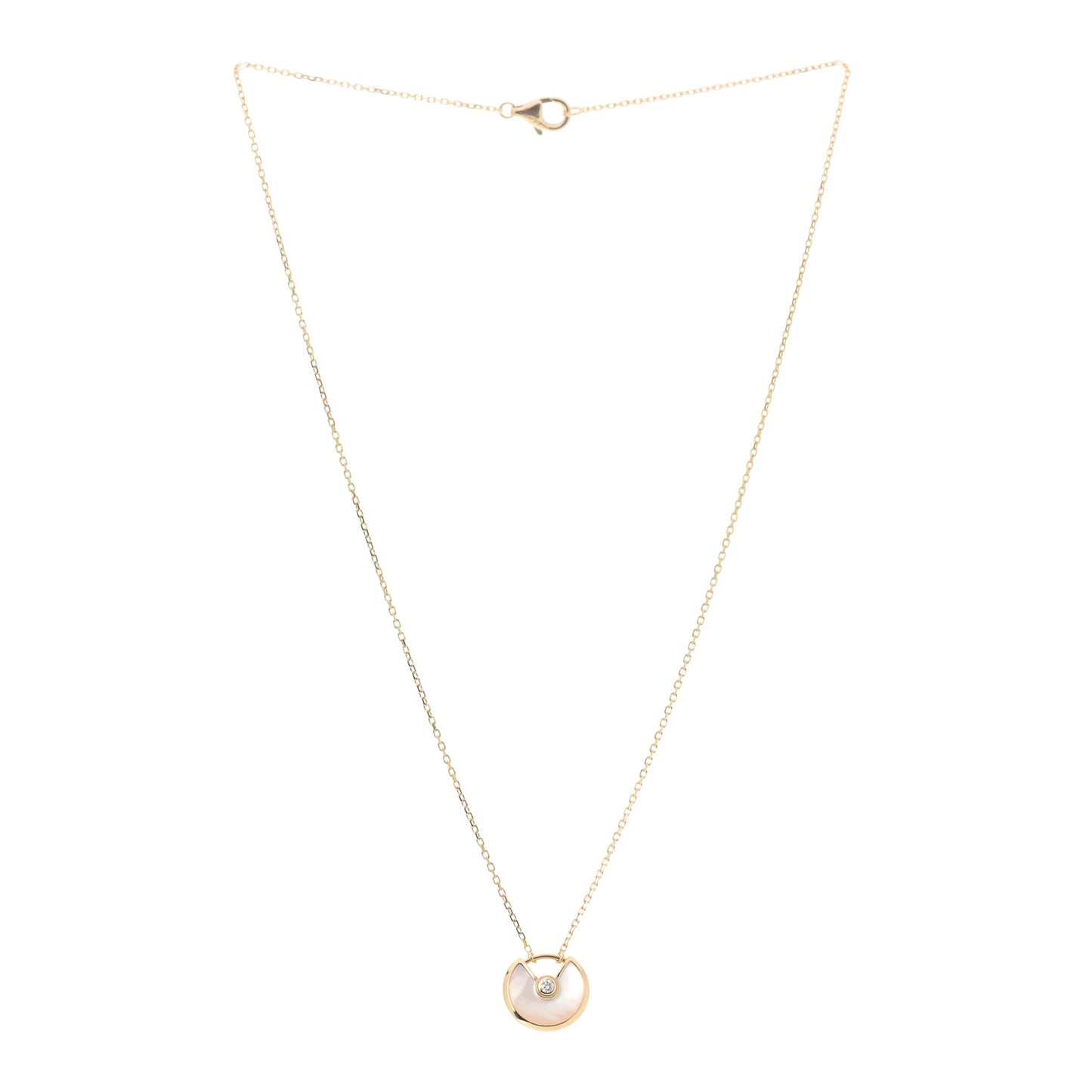 18K Yellow Gold Diamond Mother of Pearl XS Amulette de Cartier Pendant Necklace
