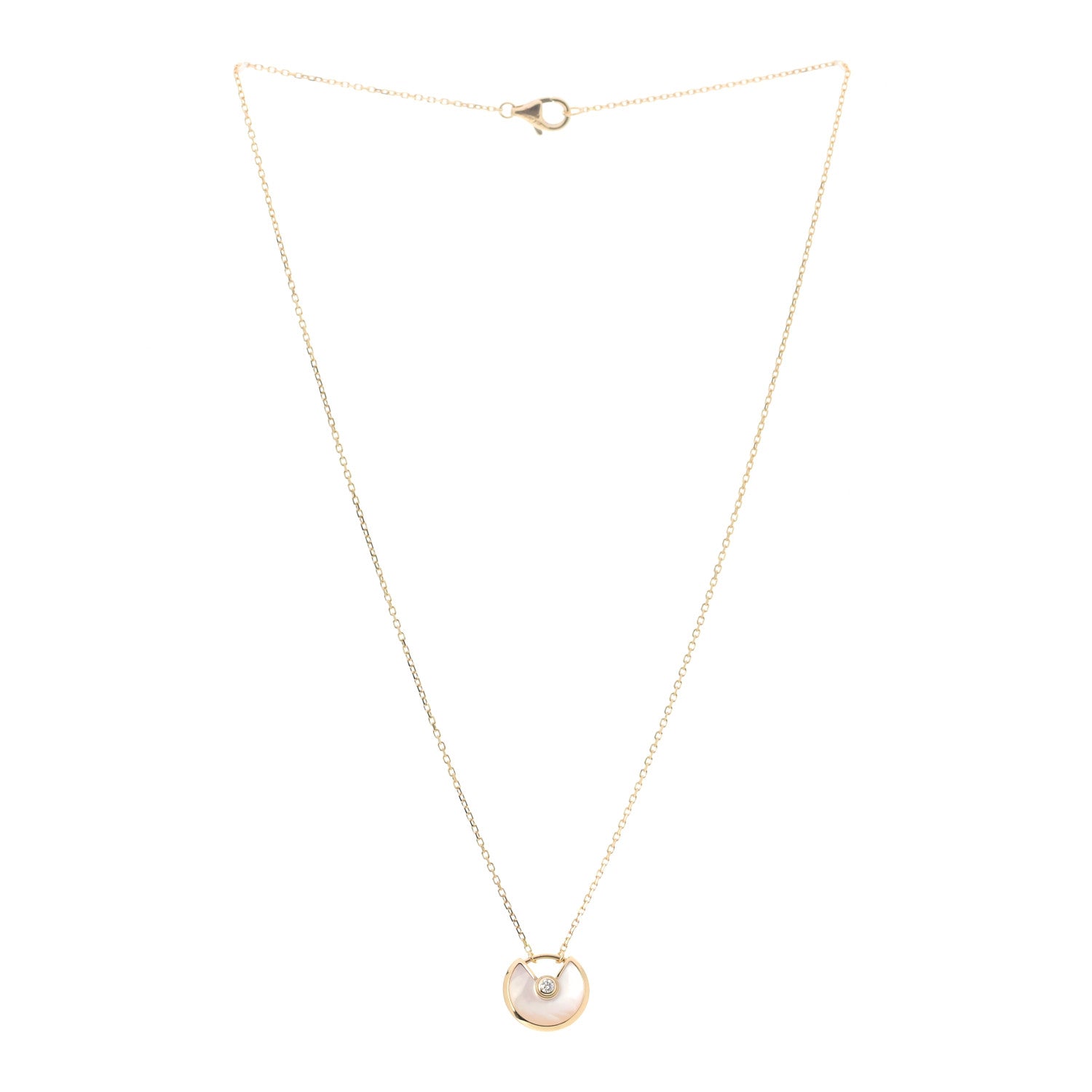 Cartier 18K Yellow Gold Diamond Mother of Pearl XS Amulette de Cartier Pendant Necklace 3 of 6