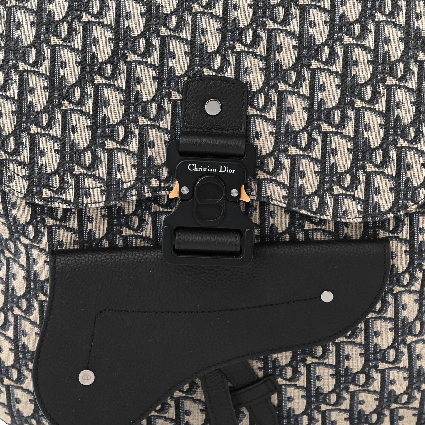 HOMME Oblique Calfskin Mens Saddle Backpack Navy Blue