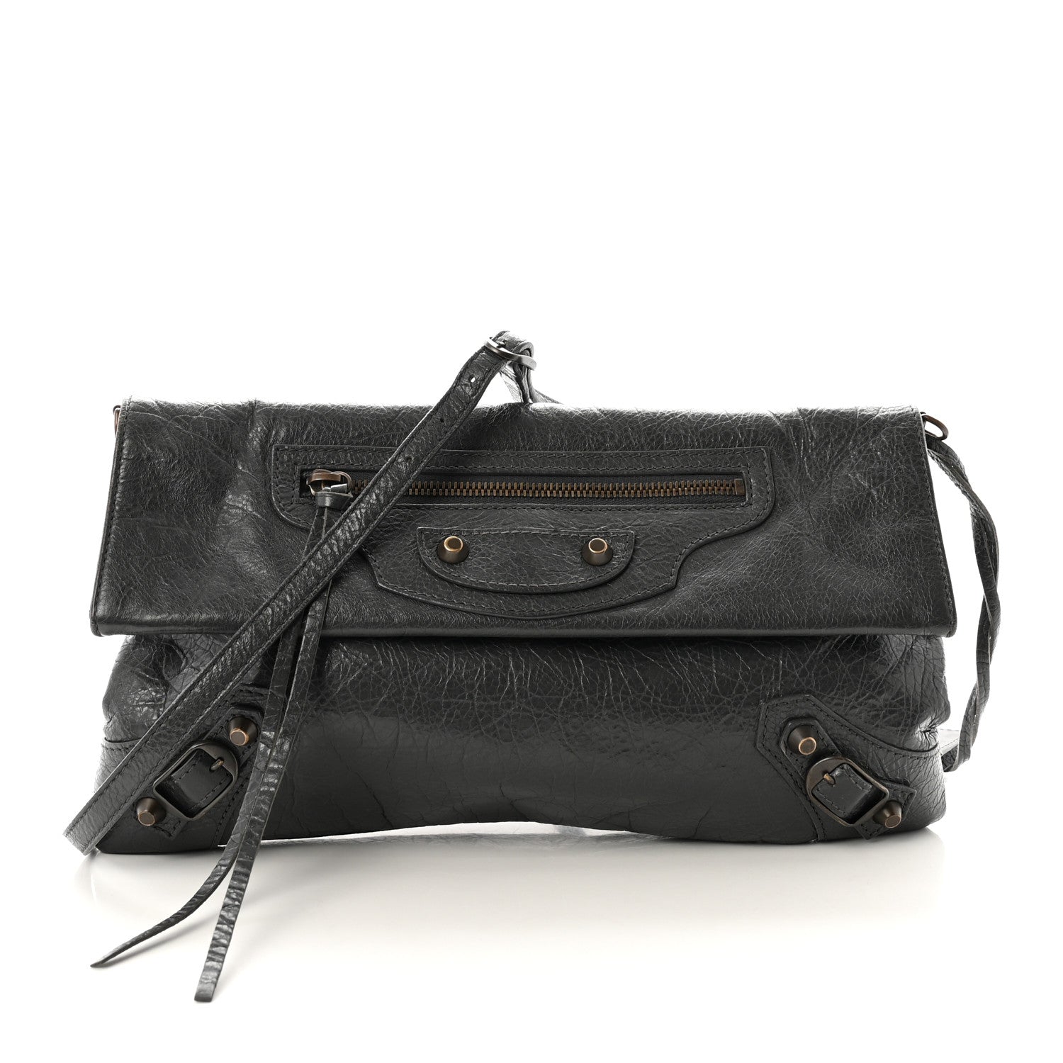 Balenciaga Agneau Classic Hardware Envelope Strap Clutch Gris Fossile 1 of 11