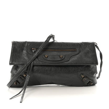 Balenciaga Agneau Classic Hardware Envelope Strap Clutch Gris Fossile 1 of 11