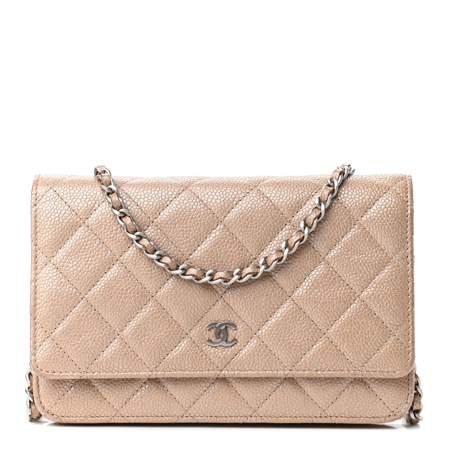 Chanel Pearly Caviar Quilted Wallet On Chain WOC Dark Beige 1 of 9