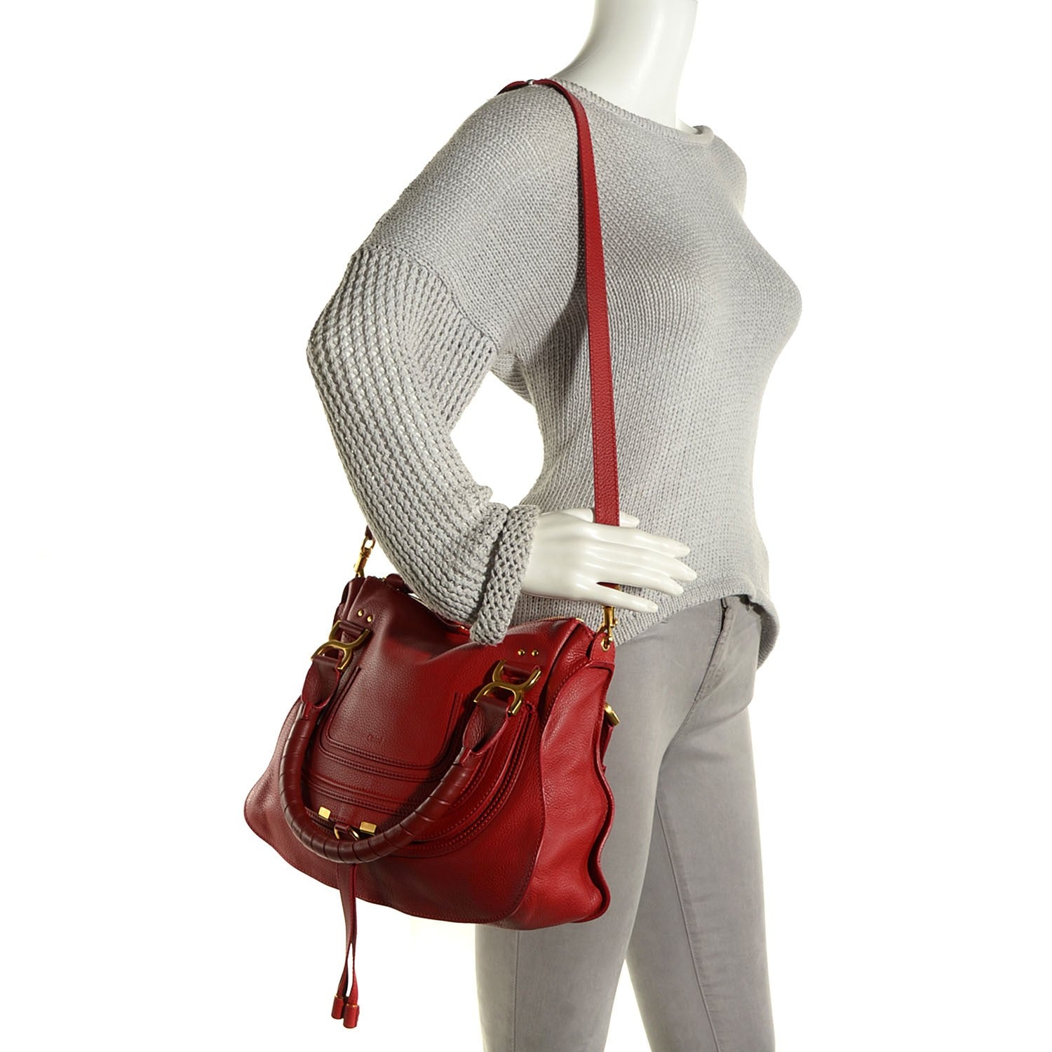 Chloe Calfskin Medium Marcie Satchel Holly Berry 2 of 9
