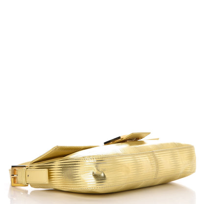 Fendi Metallic Calfskin Printed Baguette Yellow Gold 4 of 6